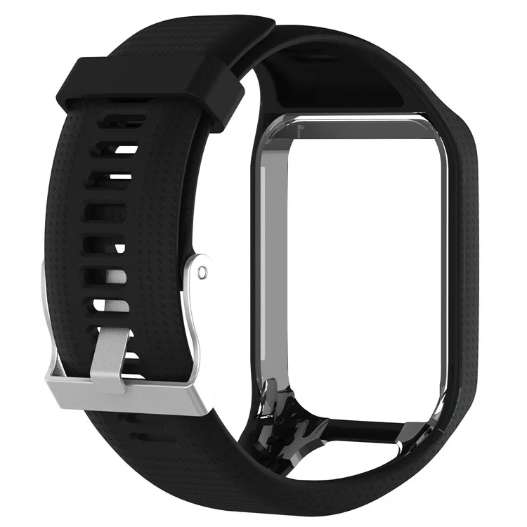 Soft Silicone Watch Band Replacement for TomTom Sport Runner 2/3 - Black