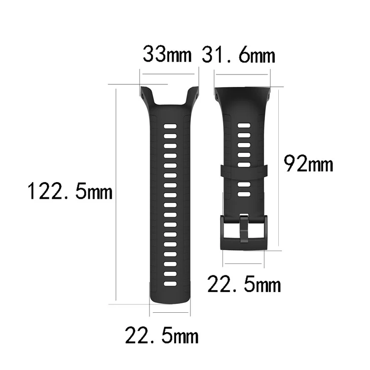 Silicone Smart Watch Band Strap Para Suunto 5 - Preto