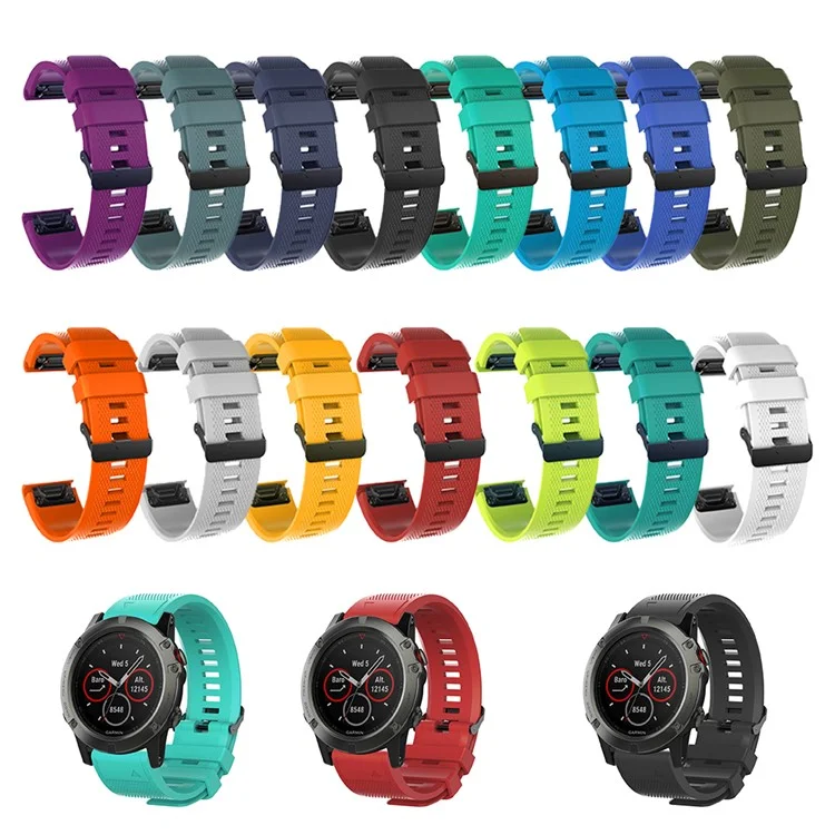 Band de Surveillance en Silicone de 26 mm Pour Garmin Fenix ​​6x / 6x Pro / Fenix ​​5x / Fenix ​​5x Plus, Remplacement de Bracelet de Poignet de Montre Douce - Vert