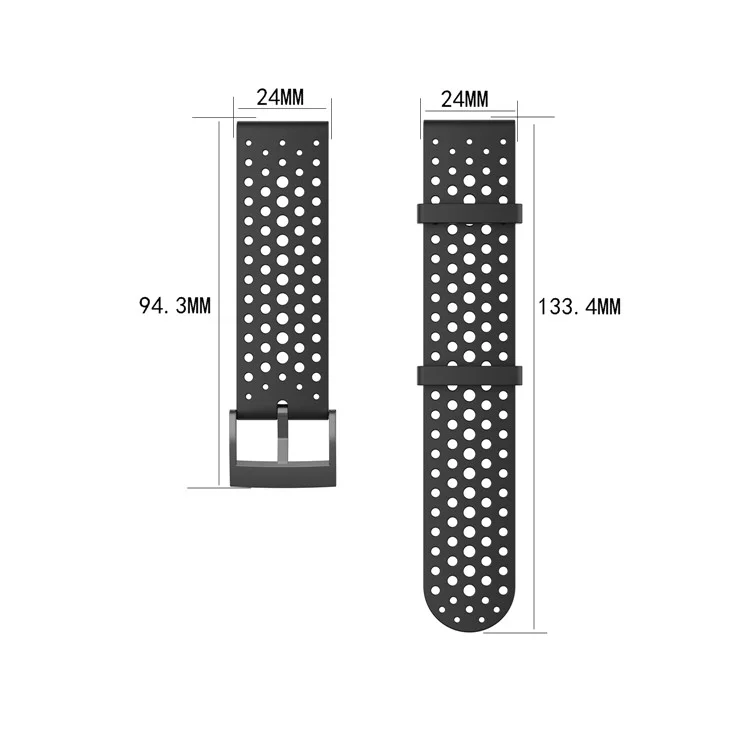 For Suunto Spartan Sport Wrist HR Baro/Suunto 9/D5I 24mm Silicone Watchband Replacement Smart Watch Strap - Black