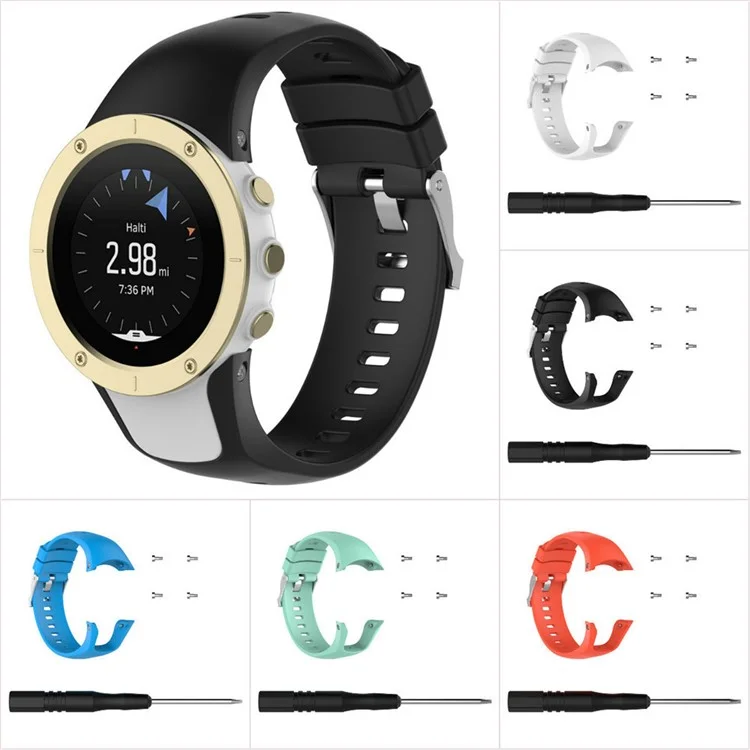 Para Suunto Spartan Trainer Wrist HR Silicone Smart Watch Strap Adjustable Replacement Band - Negro