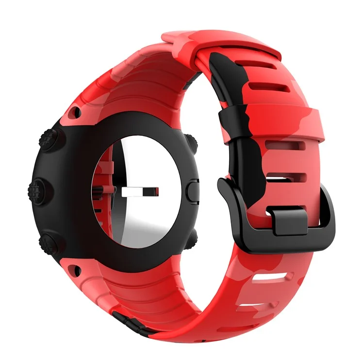 Camouflage Silicone Smart Watch Band for Suunto Core - Red