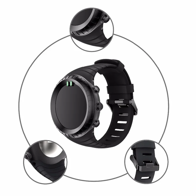 Silicone Replacement Smart Watch Band for Suunto Core - Black