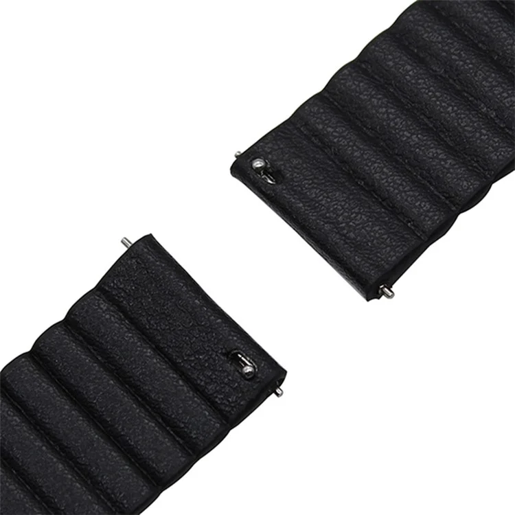 22mm Magnetic Buckle Leather Watch Bands for Samsung Galaxy Gear S3 Classic/Frontier / Huawei Watch GT / Motorola Moto 360 2nd Gen / Ticwatch - Black