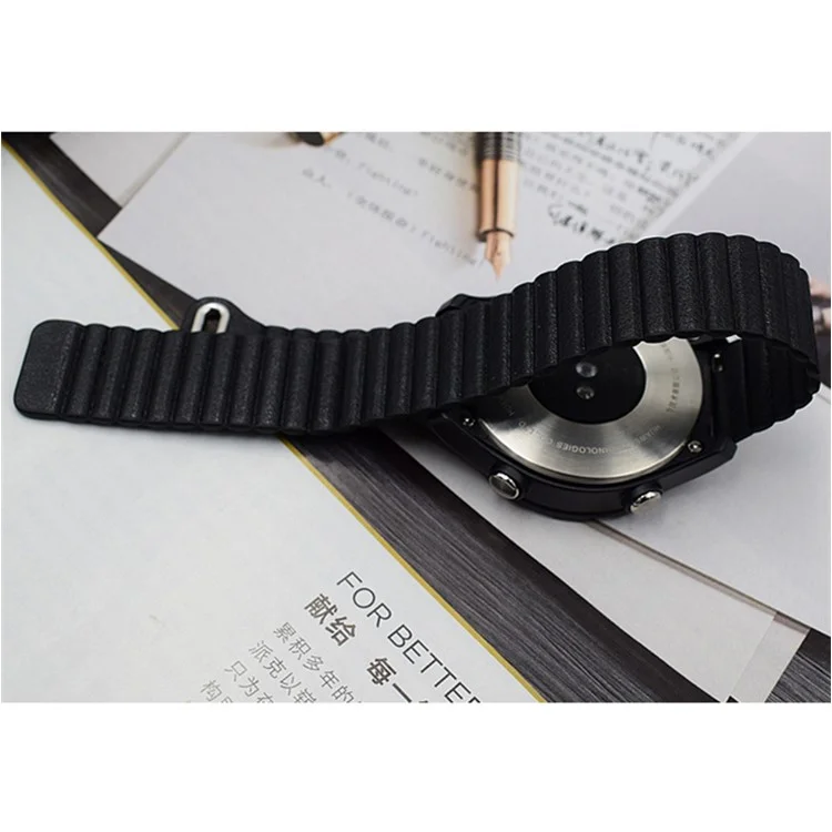 22mm Magnetic Buckle Leather Watch Bands for Samsung Galaxy Gear S3 Classic/Frontier / Huawei Watch GT / Motorola Moto 360 2nd Gen / Ticwatch - Black