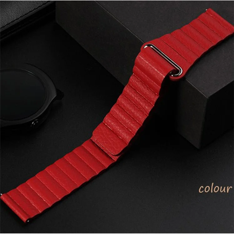 Bande di Orologi in Pelle Fibbia Magnetica da 22 mm Per Samsung Galaxy Gear S3 Classic/Frontier / Huawei Watch gt / Motorola Moto 360 2a Gen / Ticwatch - Rosso