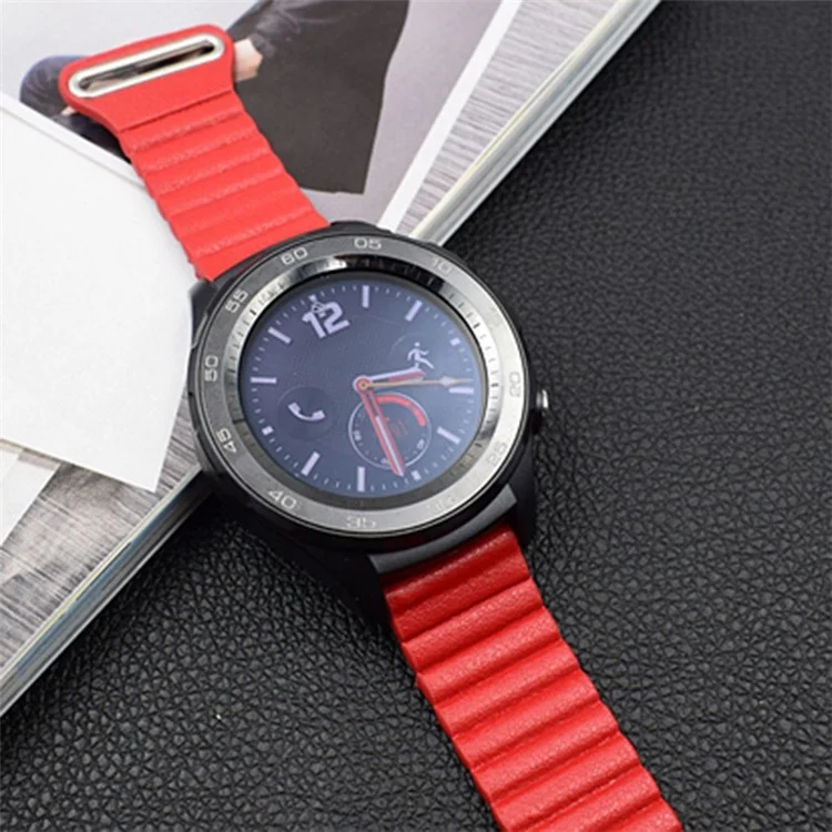 Bande di Orologi in Pelle Fibbia Magnetica da 22 mm Per Samsung Galaxy Gear S3 Classic/Frontier / Huawei Watch gt / Motorola Moto 360 2a Gen / Ticwatch - Rosso