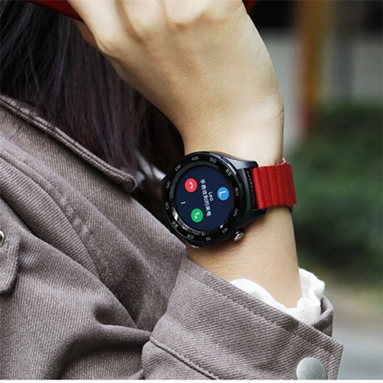 Bande di Orologi in Pelle Fibbia Magnetica da 22 mm Per Samsung Galaxy Gear S3 Classic/Frontier / Huawei Watch gt / Motorola Moto 360 2a Gen / Ticwatch - Rosso