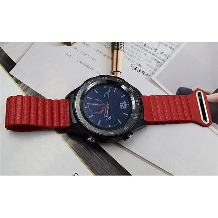 Bande di Orologi in Pelle Fibbia Magnetica da 22 mm Per Samsung Galaxy Gear S3 Classic/Frontier / Huawei Watch gt / Motorola Moto 360 2a Gen / Ticwatch - Rosso