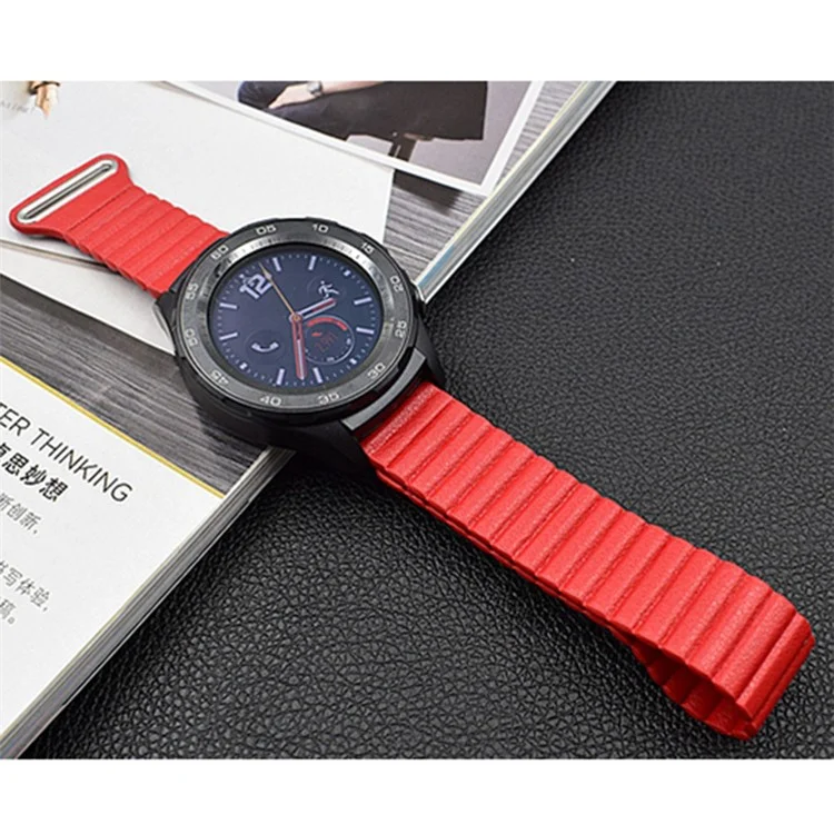 Bande di Orologi in Pelle Fibbia Magnetica da 22 mm Per Samsung Galaxy Gear S3 Classic/Frontier / Huawei Watch gt / Motorola Moto 360 2a Gen / Ticwatch - Rosso