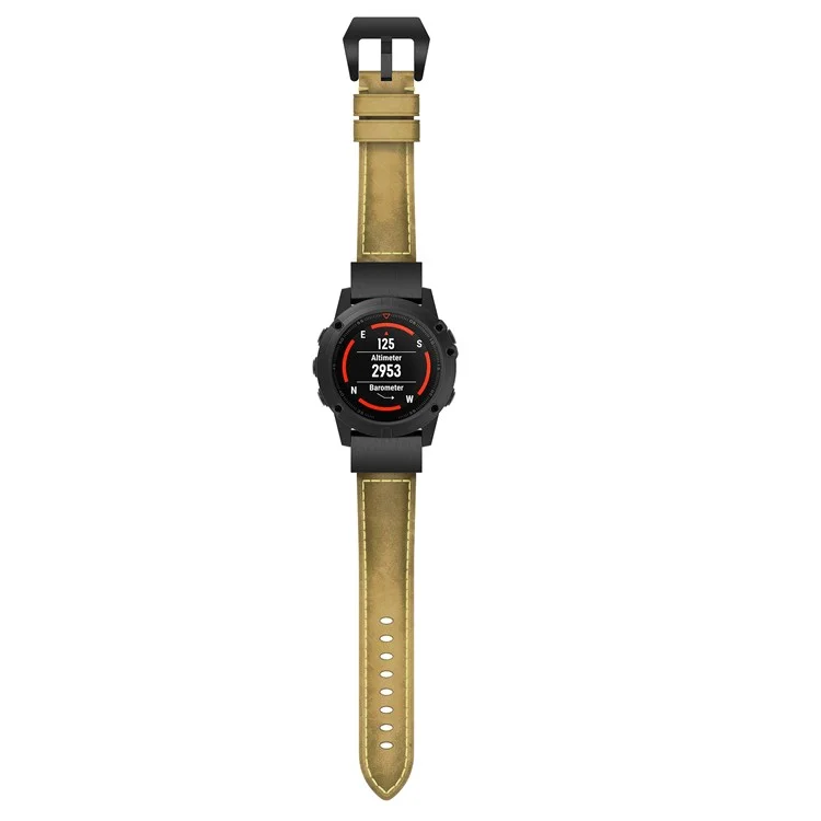 Für Garmin Fenix ​​5 Echtes Leder -uhr -band Crazy Horse Textur Ersatzriemen - Hellbraun