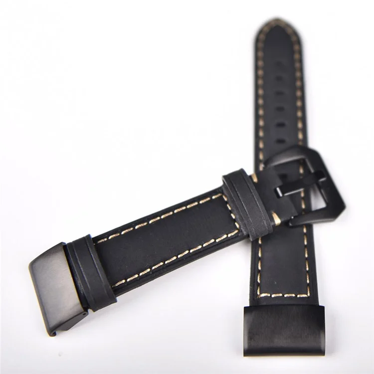 Для ремешка часов Garmin Fenix 5S Genuine Leather Watch Strap Crazy Horse Texture Replacement Band - Black