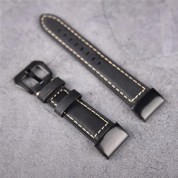 Для ремешка часов Garmin Fenix 5S Genuine Leather Watch Strap Crazy Horse Texture Replacement Band - Black
