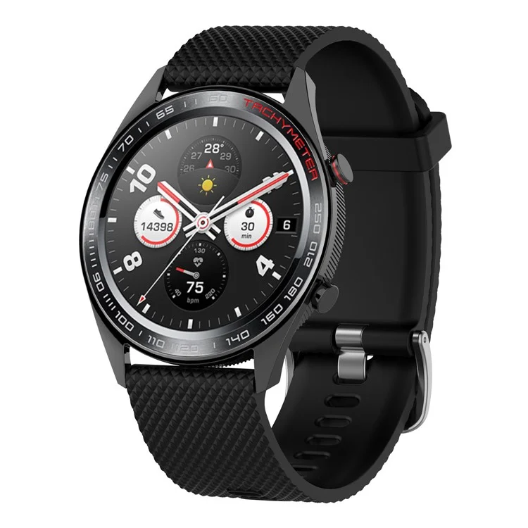 22mm Diamant Textur Silikon Smart Uhrenarmband Für Huawei Uhr GT / Samsung Galaxy Watch 46mm Usw - Schwarz