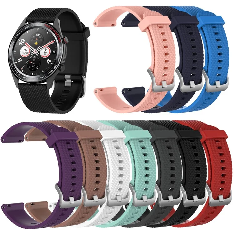 22mm Diamond Texture Silicone Smart Watch Bande De Montre Pour Huawei Watch GT / Samsung Galaxy Watch 46mm, Etc. - Noir