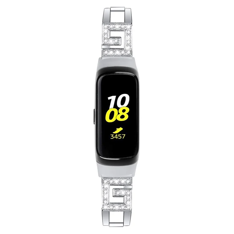 Pulseira de Metal com Decoração de Cristal Roda em Formato G para Samsung Galaxy Fit SM-R370 - Prata
