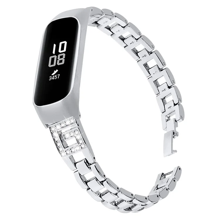 Метальный браслет с декором из страз для Samsung Galaxy Fit-e SM-R375 - Серебристый
