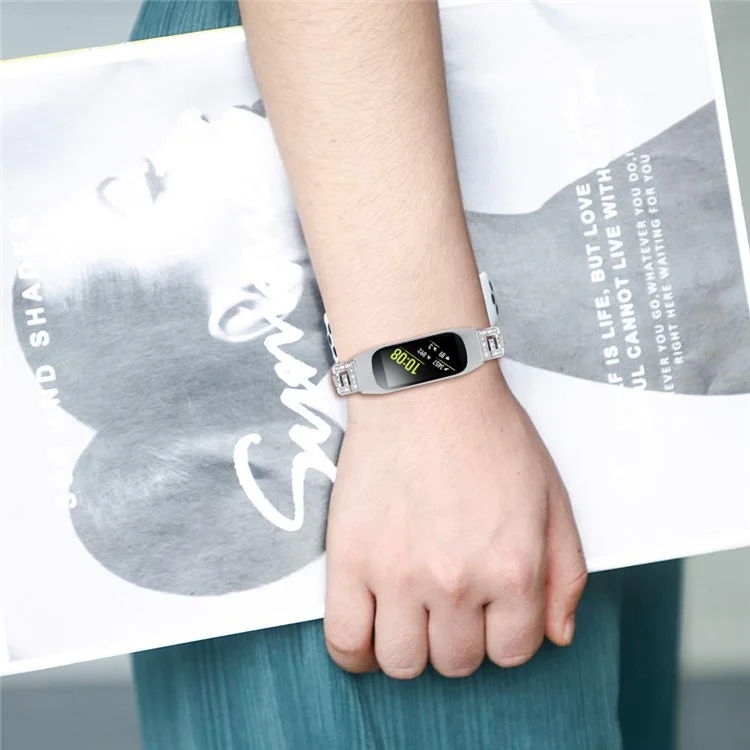 Метальный браслет с декором из страз для Samsung Galaxy Fit-e SM-R375 - Серебристый