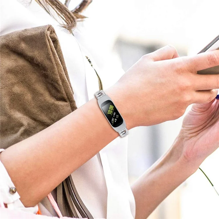 Метальный браслет с декором из страз для Samsung Galaxy Fit-e SM-R375 - Серебристый
