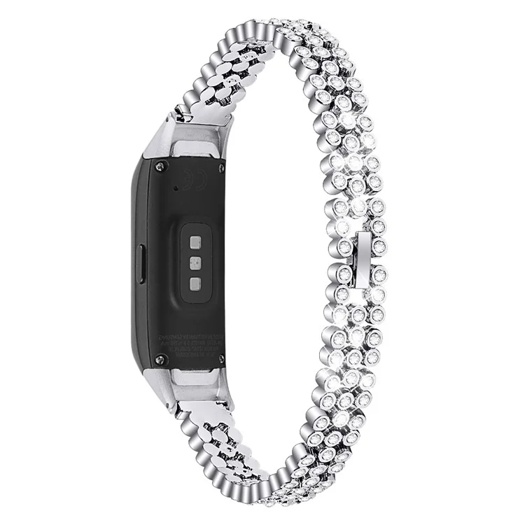 Reemplazo de la Banda de Reloj de Metal de Decoración de Dhinestone Para Samsung Galaxy Fit SM-R370 - Plata