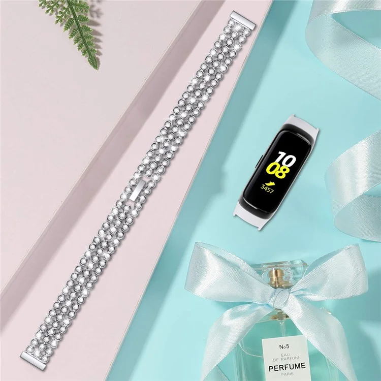 Reemplazo de la Banda de Reloj de Metal de Decoración de Dhinestone Para Samsung Galaxy Fit SM-R370 - Plata