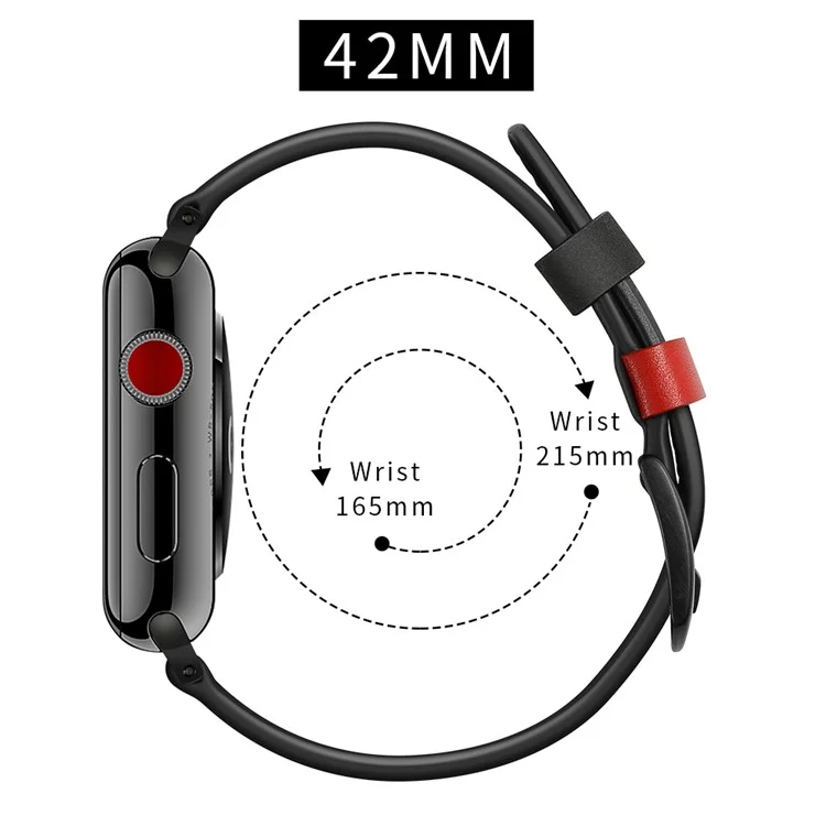Pulseira de Couro Genuíno com Costuras em Formato de 7 para Apple Watch Series 10 46mm / Ultra 2 Ultra 49mm / 9 8 7 45mm / SE (2023) SE (2022) SE 6 5 4 44mm / 3 2 1 42mm - Preto