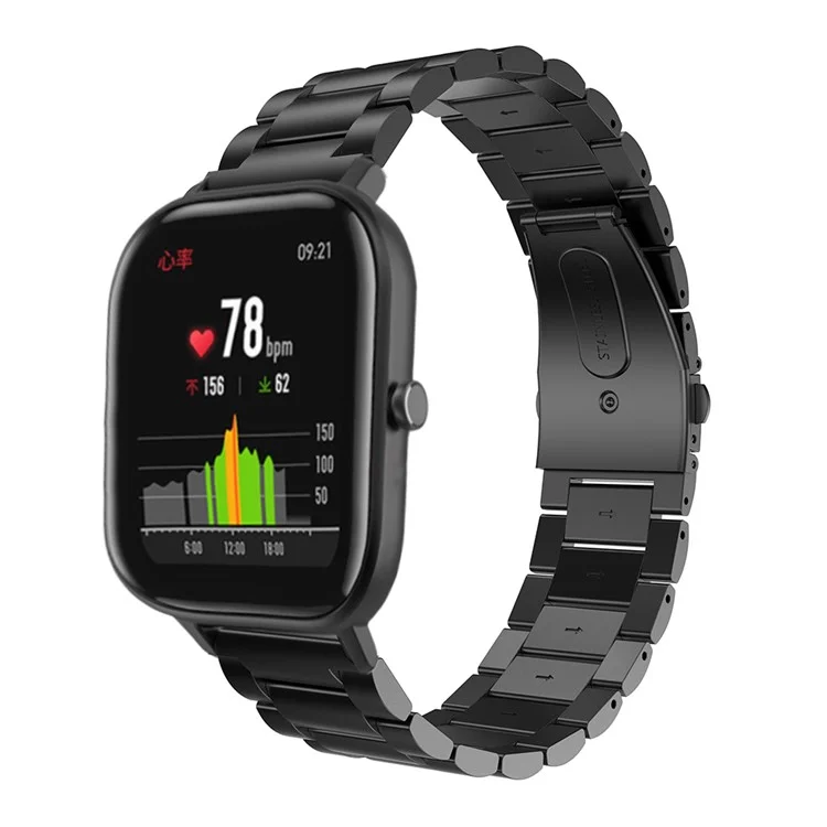 Correa de reloj de reemplazo de acero inoxidable de 20 mm para Huami Amazfit GTS - Negro