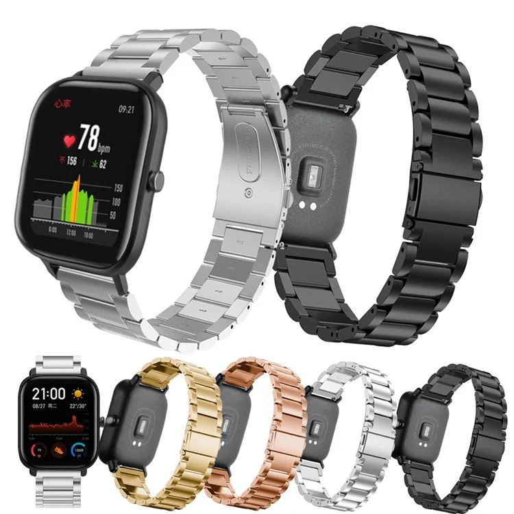 Cinghia Di Ricambio Intelligente In Acciaio Inox 20mm Per Huaami AmazFit GTS - Nero