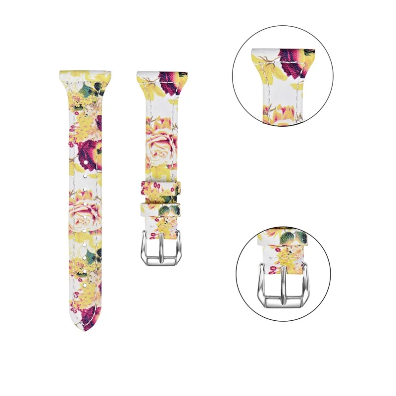 Цветочный Узор Натуральная Кожаная Запястья Замена Для Fitbit Versa Lite - Стиль D.