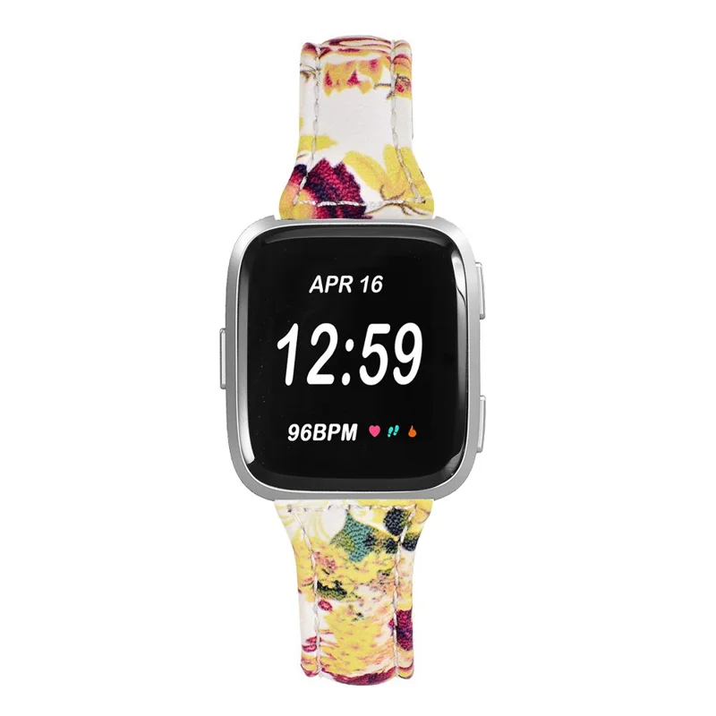 Цветочный Узор Натуральная Кожаная Запястья Замена Для Fitbit Versa Lite - Стиль D.