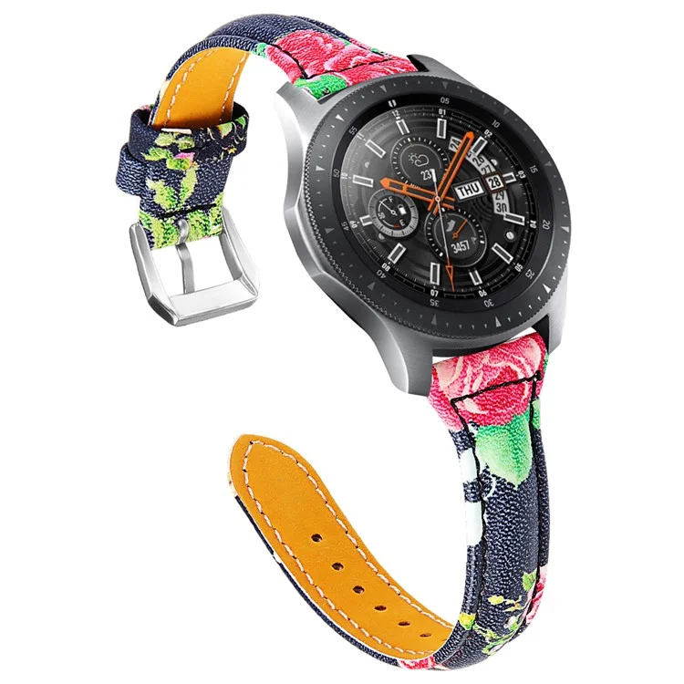 Flower Pattern Genuine Leather Replacement Watch Band 22mm for Samsung Gear S3 Classic/Frontier - Style A