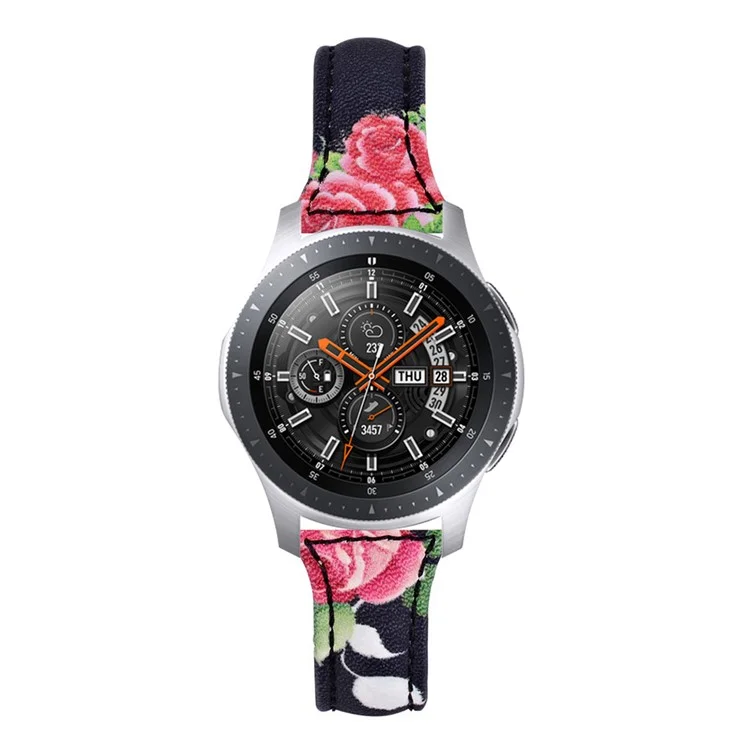 Flower Pattern Genuine Leather Replacement Watch Band 22mm for Samsung Gear S3 Classic/Frontier - Style A