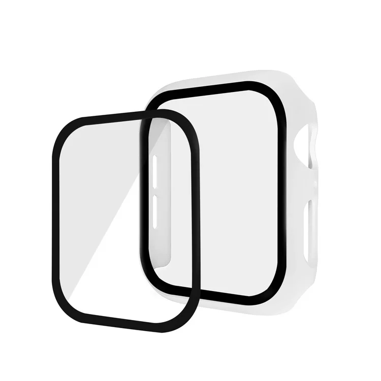 For Apple Watch Series 4 / 5 / 6 / SE / SE (2022) 40mm PC Frame + Tempered Glass Watch Film Protective Case - White