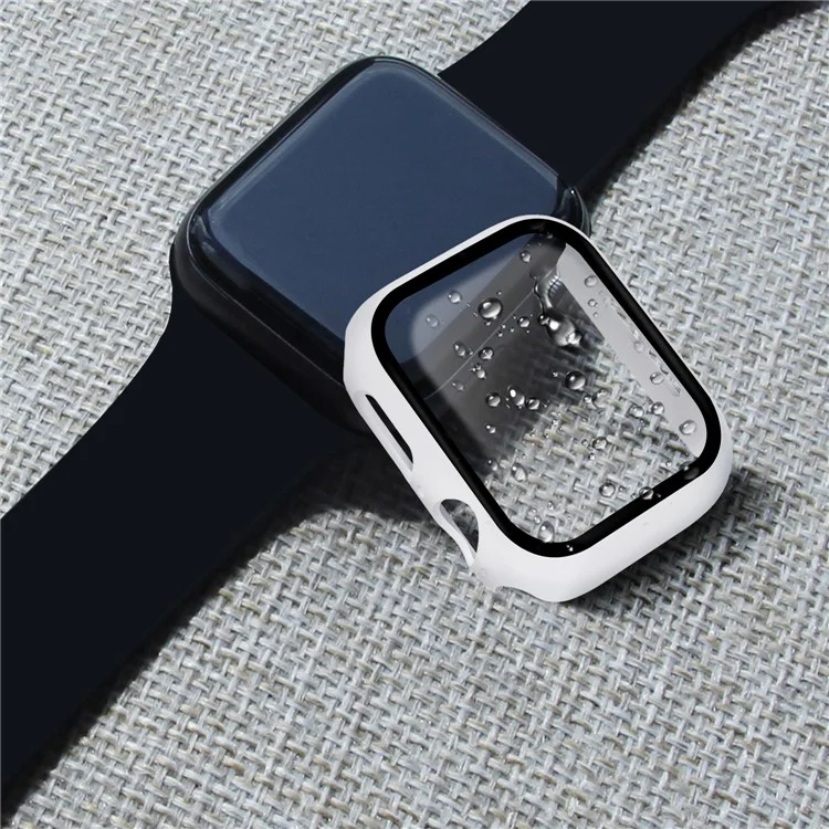 For Apple Watch Series 4 / 5 / 6 / SE / SE (2022) 40mm PC Frame + Tempered Glass Watch Film Protective Case - White