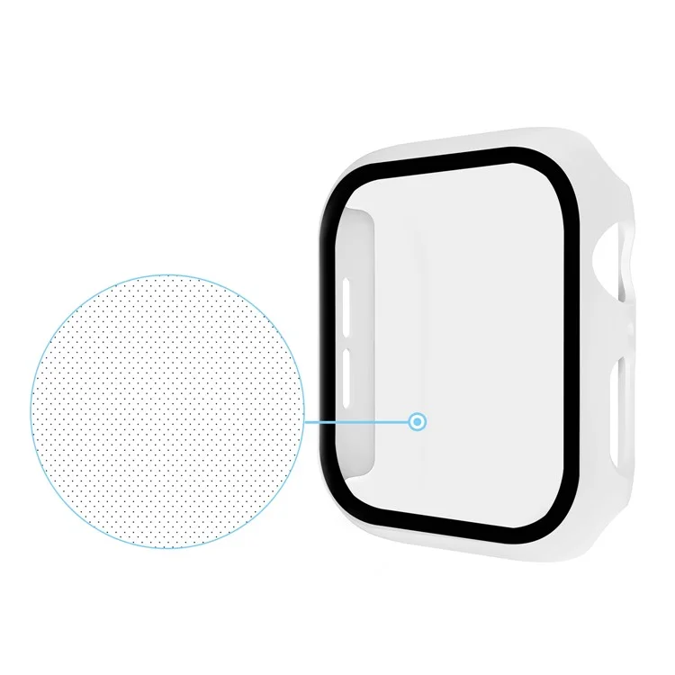 For Apple Watch Series 4 / 5 / 6 / SE / SE (2022) 40mm PC Frame + Tempered Glass Watch Film Protective Case - White