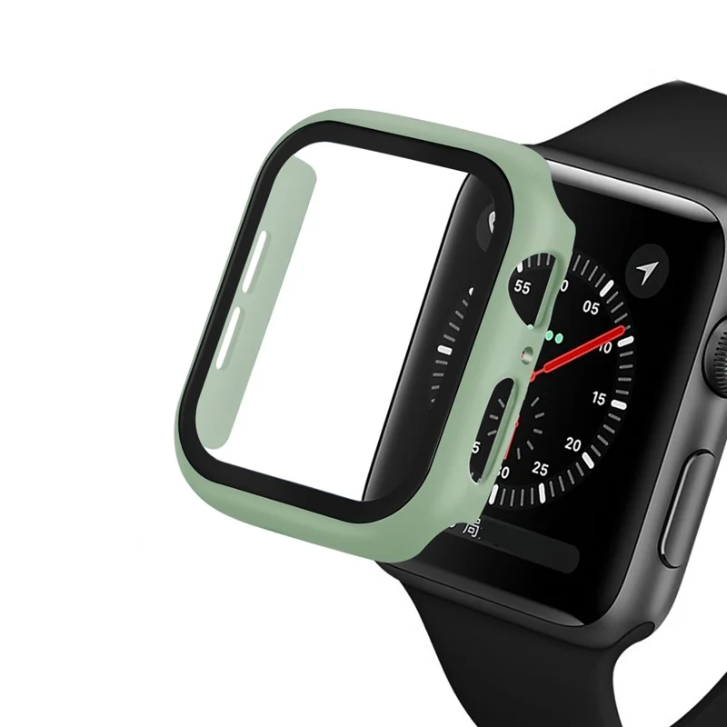 Rubberized PC + Tempered Glass Watch Case for Apple Watch SE / SE (2022) / Series 6 / 5 / 4 44mm - Light Green