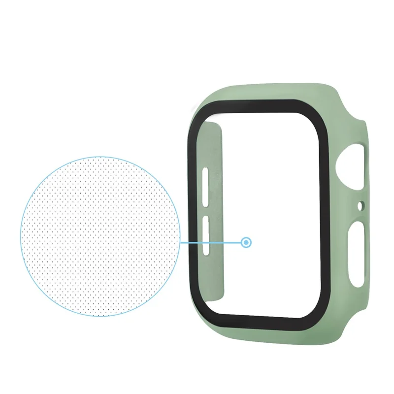 Rubberized PC + Tempered Glass Watch Case for Apple Watch SE / SE (2022) / Series 6 / 5 / 4 44mm - Light Green