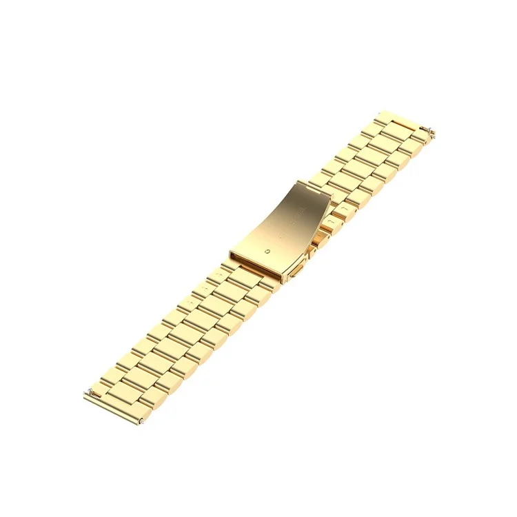 22mm 3 Beads Stainless Steel Smart Watch Butterfly Buckle Replacement Strap for Ticwatch/Moto 360 II 460/Samsung Gear S3 Classic/Huawei Watch GT - Gold