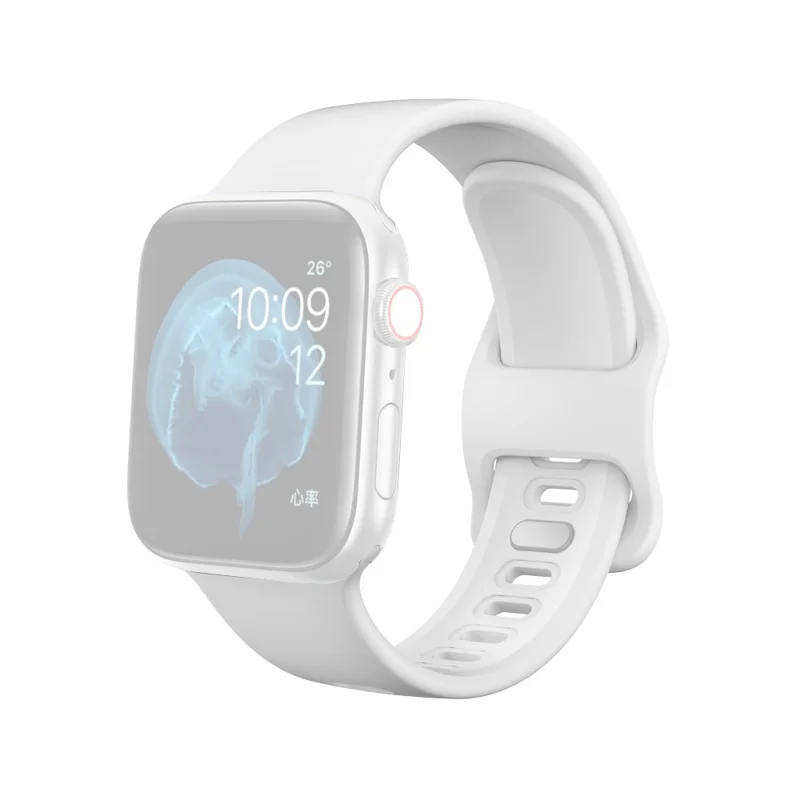Silicone Smart Watch Replacement Strap for Apple Watch Series 11 10 42mm / 9 8 7 41mm / SE3 SE2 SE 6 5 4 40mm / 3 2 1 38mm - White
