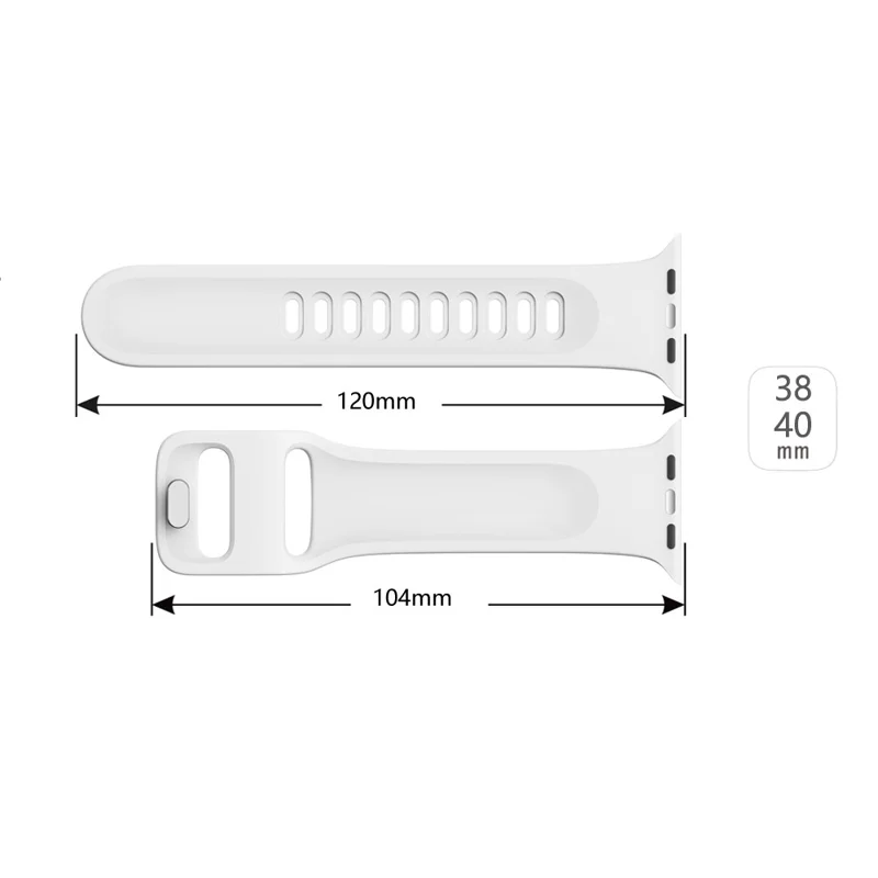 Silicone Smart Watch Replacement Strap for Apple Watch Series 11 10 42mm / 9 8 7 41mm / SE3 SE2 SE 6 5 4 40mm / 3 2 1 38mm - White