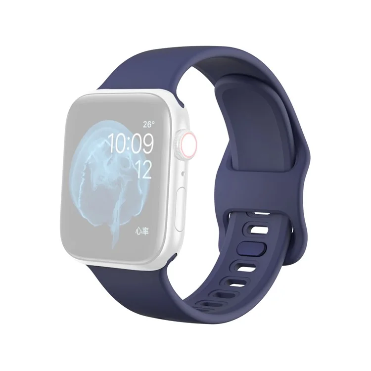 Silicone Smart Watch Replacement Strap for Apple Watch Series 10 42mm / 9 8 7 41mm / SE (2023) SE (2022) SE 6 5 4 40mm / 3 2 1 38mm - Dark Blue