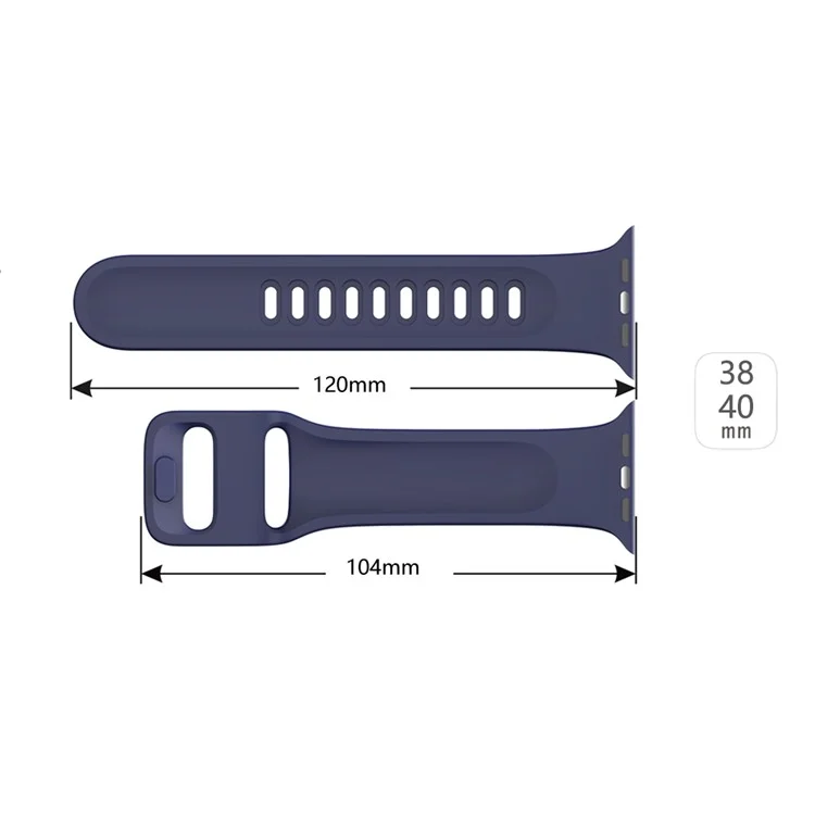 Silicone Smart Watch Replacement Strap for Apple Watch Series 10 42mm / 9 8 7 41mm / SE (2023) SE (2022) SE 6 5 4 40mm / 3 2 1 38mm - Dark Blue