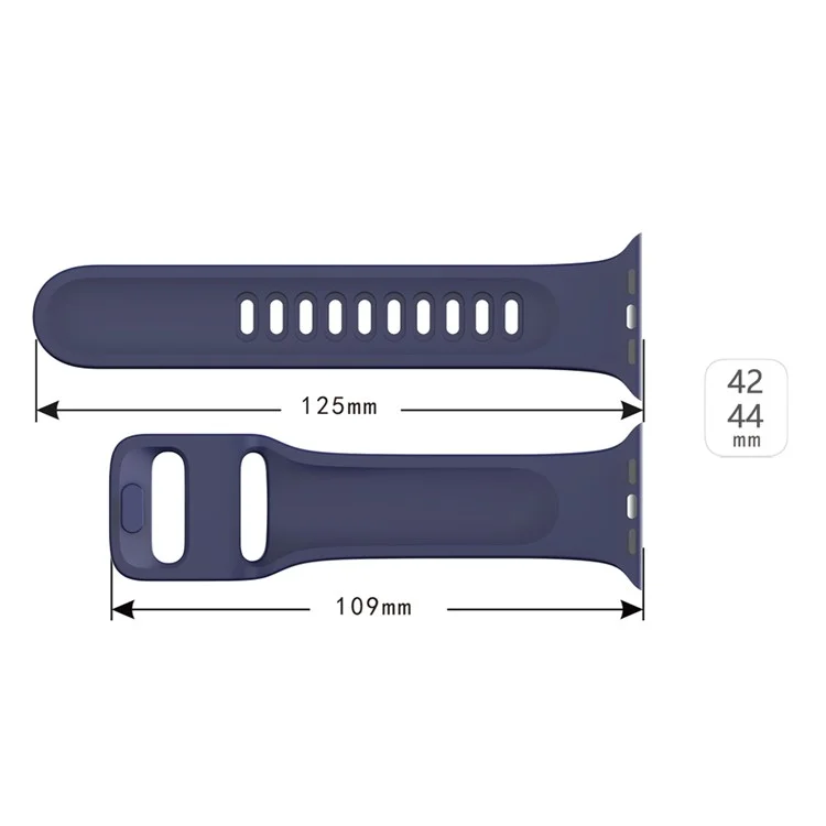 Per Apple Watch Series 10 46mm / Ultra 2 Ultra 49mm / 9 8 7 45mm / SE (2023) SE (2022) SE 6 5 4 44mm / 3 2 1 42mm Cinturino Smart Watch in silicone - Blu scuro
