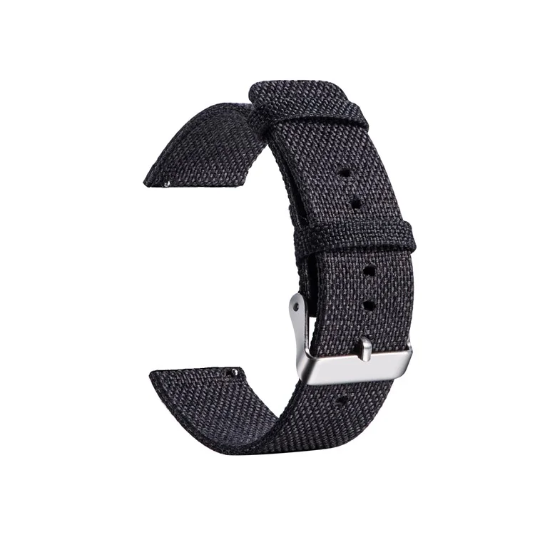 18mm Nylon Canvas Watch Band Strap with Metal Buckle for Fossil Gen 4 - Black