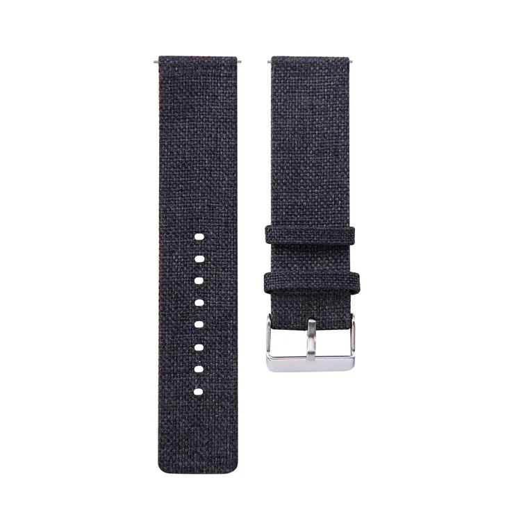 18mm Nylon Canvas Watch Band Strap with Metal Buckle for Fossil Gen 4 - Black