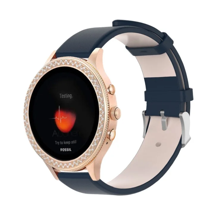 Echtes Leder Smart Watch Ersatz-Armband 18mm für Huawei Watch GT 4 41mm / Fossil Gen 4 - Dunkelblau