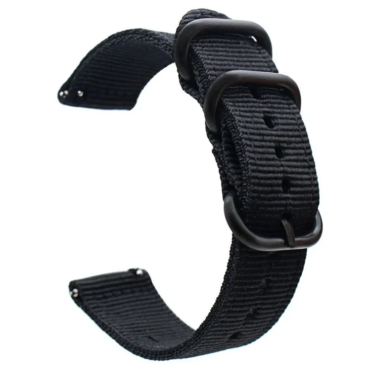 20mm Nylon Watch Band Strap 20mm for Samsung Galaxy Watch4 Classic 46mm 42mm/Watch4 44mm 40mm/Watch Active 2/Huawei Watch GT 42mm - Black