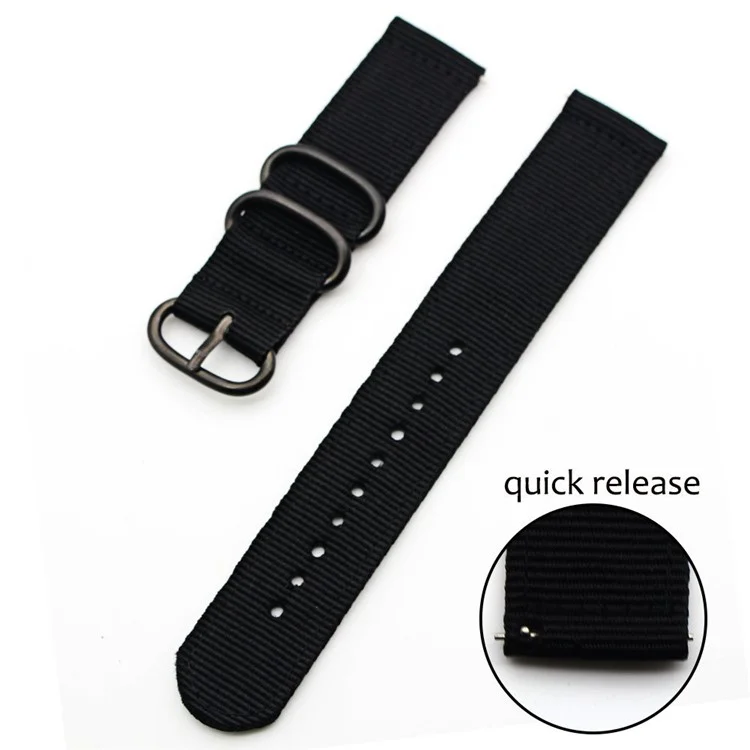 20 мм Nylon Watch Band Bess 20 мм Для Samsung Galaxy Watch4 Классический 46 мм 42 Мм/часы 44 мм 40 Мм/часы Активный 2/Huawei Watch GT 42mm - Черный