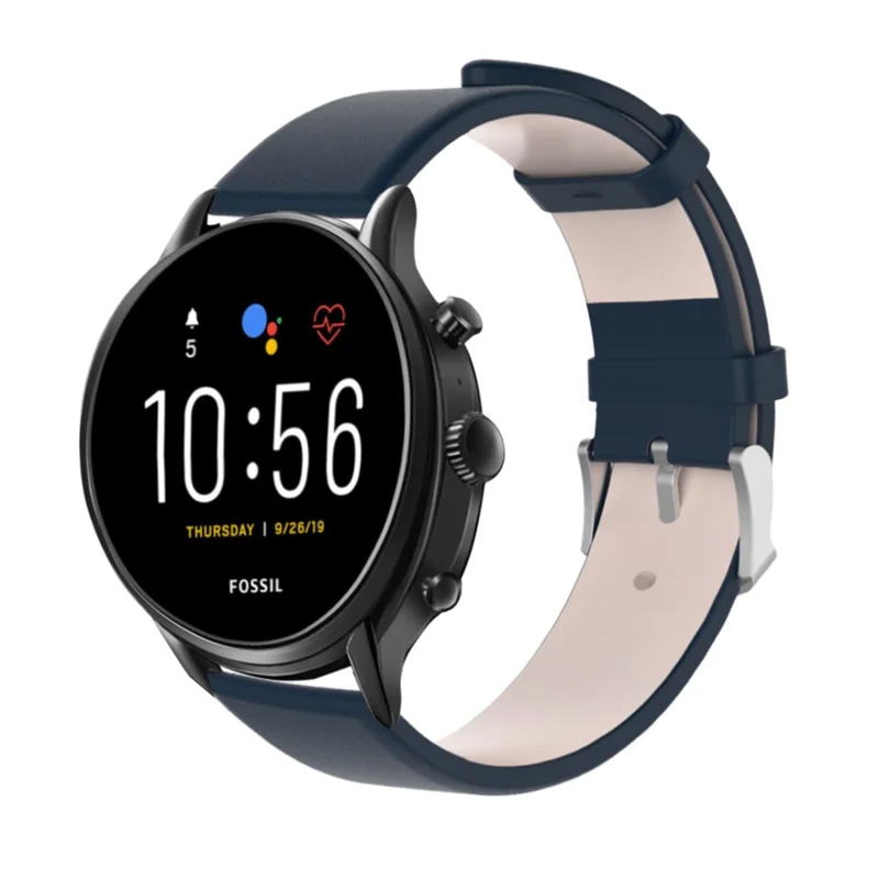 Genuine Leather Smart Watch Strap Replacement for Fossil Gen 5 - Dark Blue
