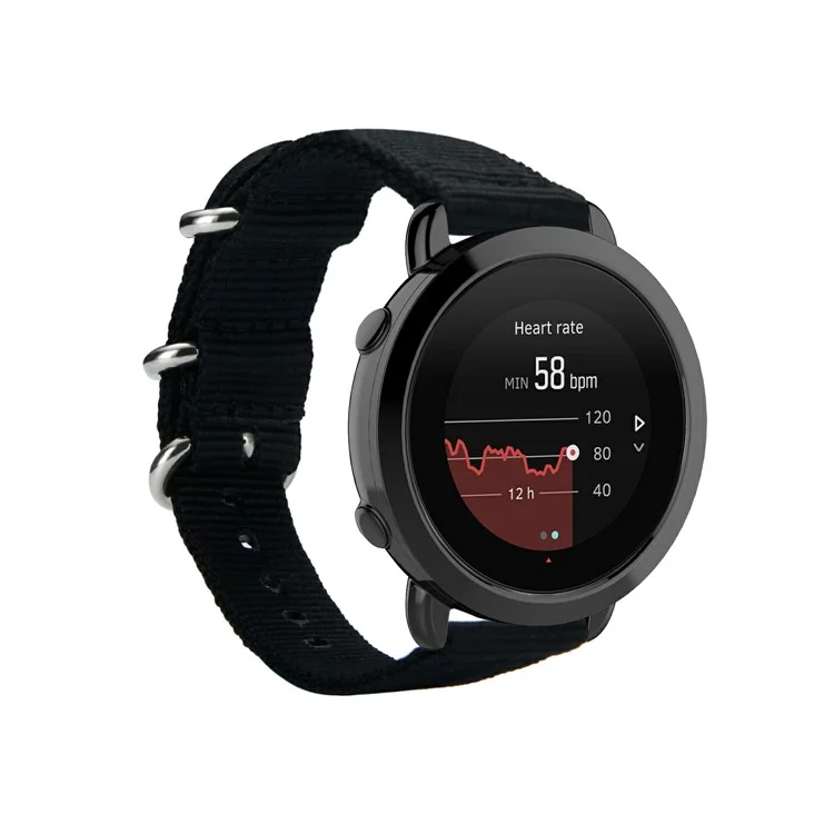 Nylon-Uhrenarmband mit Metallschließe und Verbindungsstangen für Suunto 3 - Schwarz